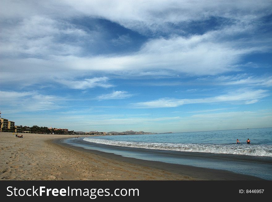 White clouds on able sky at Costa Azul Beach San Jose Del Cabo Mexico. White clouds on able sky at Costa Azul Beach San Jose Del Cabo Mexico