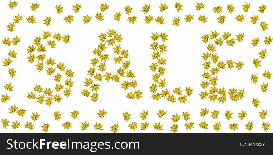 Vector sale label. Yellow leaves.