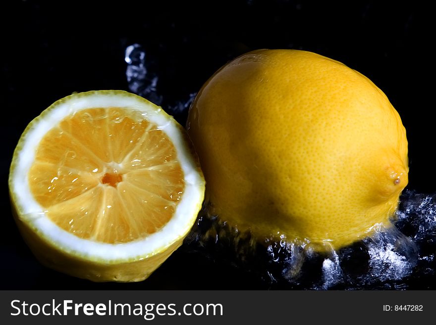 Lemon in a water, citrus, slices. Lemon in a water, citrus, slices