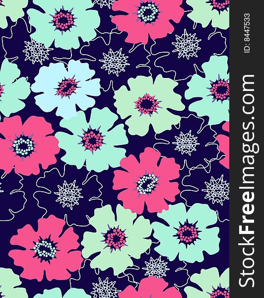 floral seamless pattern with styled flowers