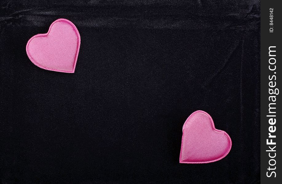 Two Pink Hearts On Black