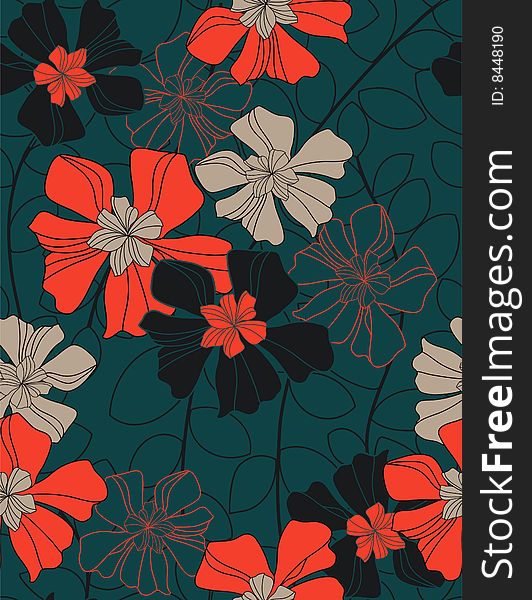floral seamless pattern in rich colors palette. floral seamless pattern in rich colors palette