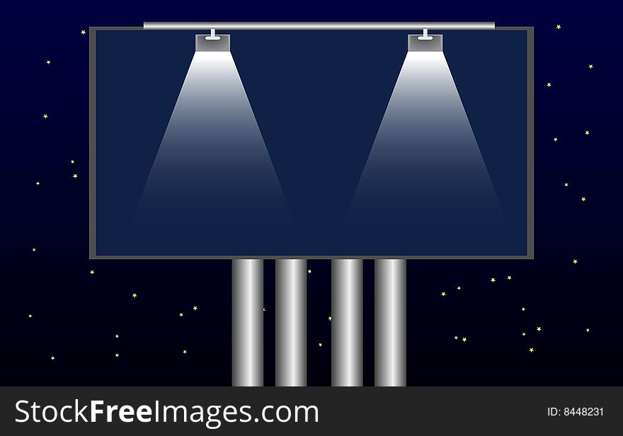 Billboard with two lamps. To see similar please visit my galley.