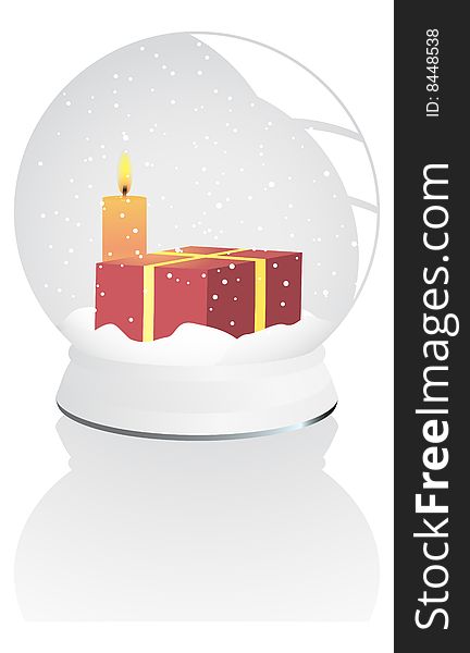 Vector illustration of a snow - globe over white