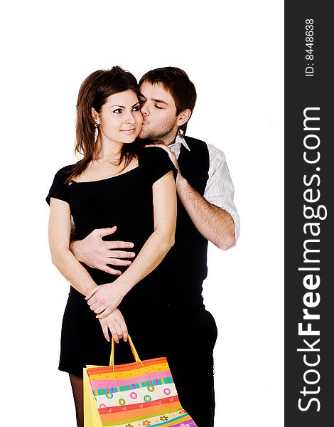 Stock photo: an image of a man kissing  a woman