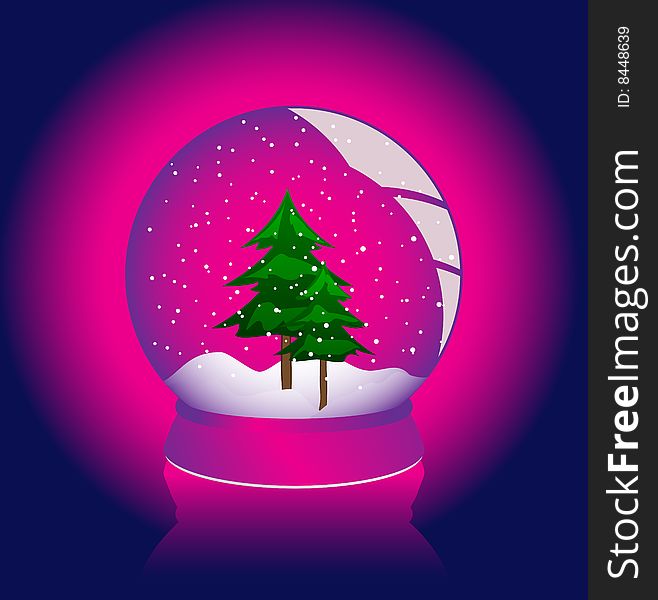 Vector Illustration Of A Snow - Globe Over White