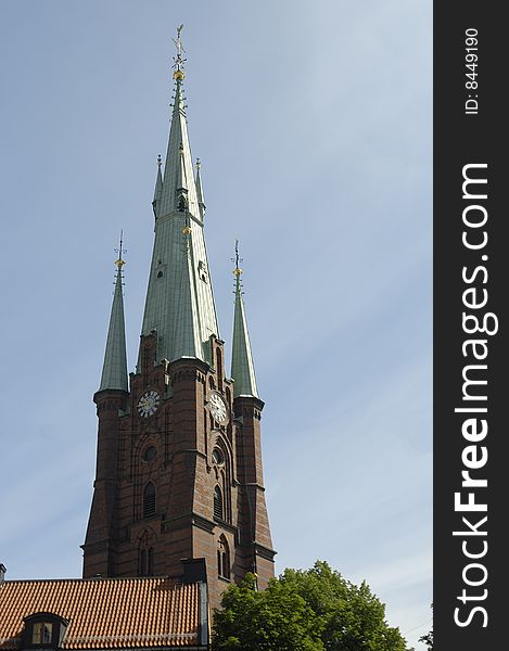 Church steeple in Stockholm, Sweden. Church steeple in Stockholm, Sweden