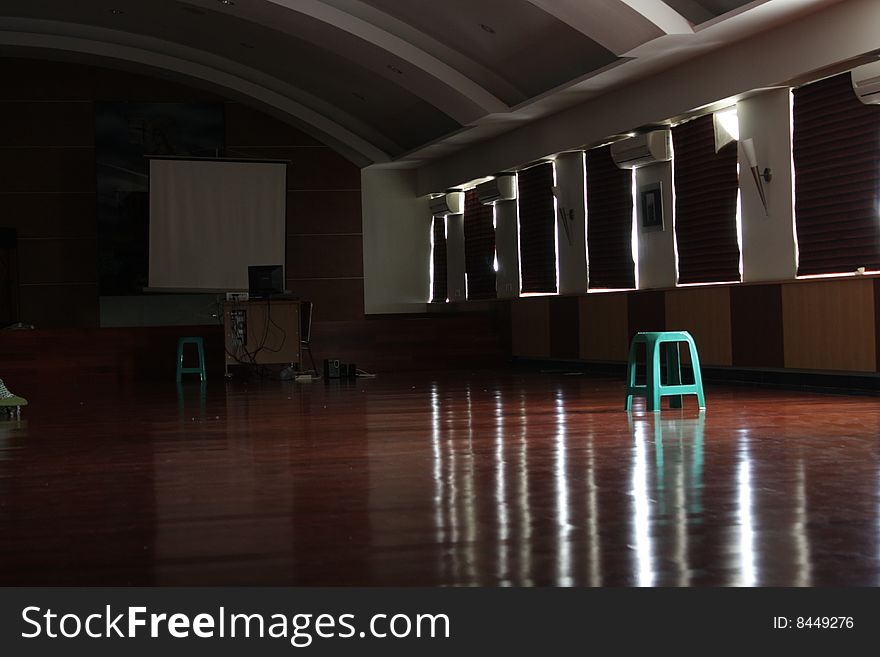 An Assembly hall of an old school in the morning. An Assembly hall of an old school in the morning