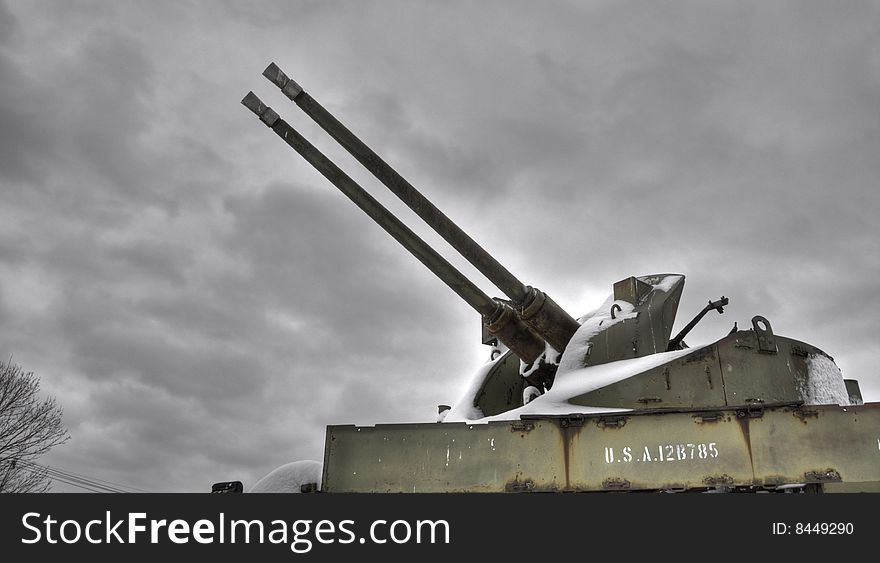 Snowy Tank with HDR process. Snowy Tank with HDR process