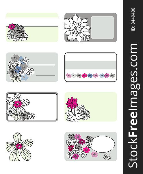 Vector grafhic set with flowers drawing