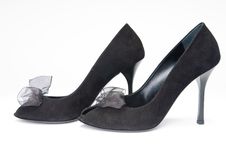 Black Suede Female Shoes Royalty Free Stock Image