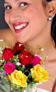Girl With Flowers Stock Image Girl With Flowers Stock Image