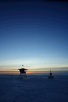 Sunset Over Frozen Lake Royalty Free Stock Images Sunset Over Frozen Lake Royalty Free Stock Images