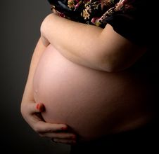 Pregnant Woman S Tummy With Her Hands Royalty Free Stock Photo
