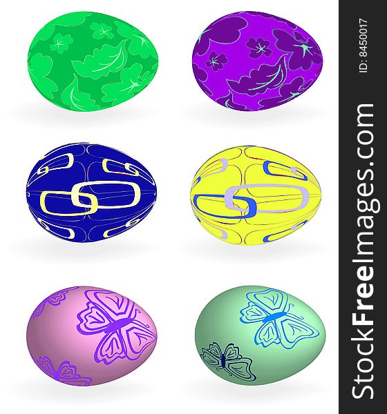 Easter egg with floral elements. Vector illustration