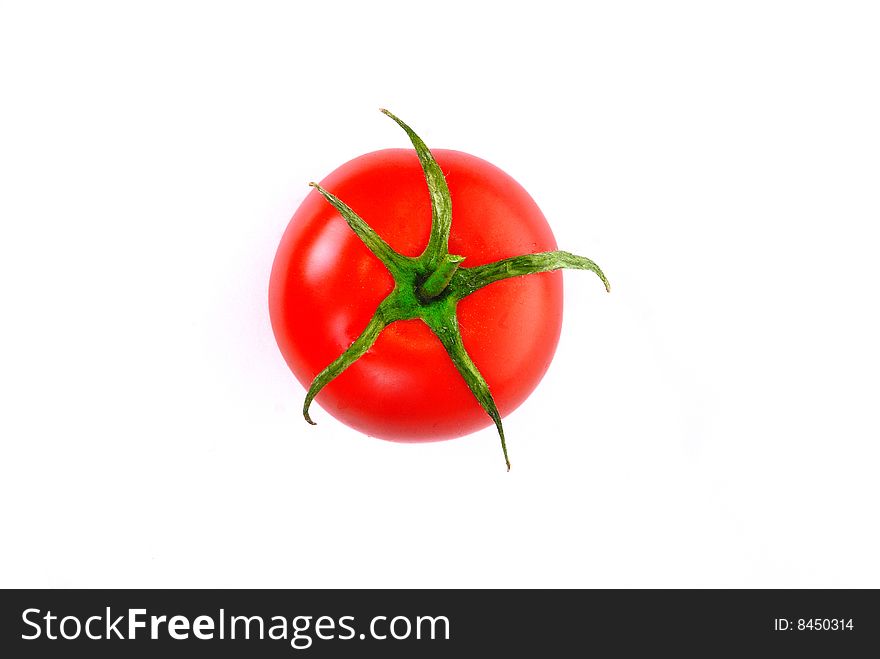 Fresh tomato isolated on white close up