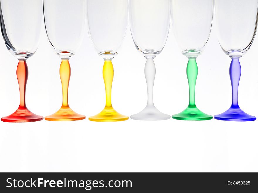 Isolated colour glasses in a row 2. Isolated colour glasses in a row 2