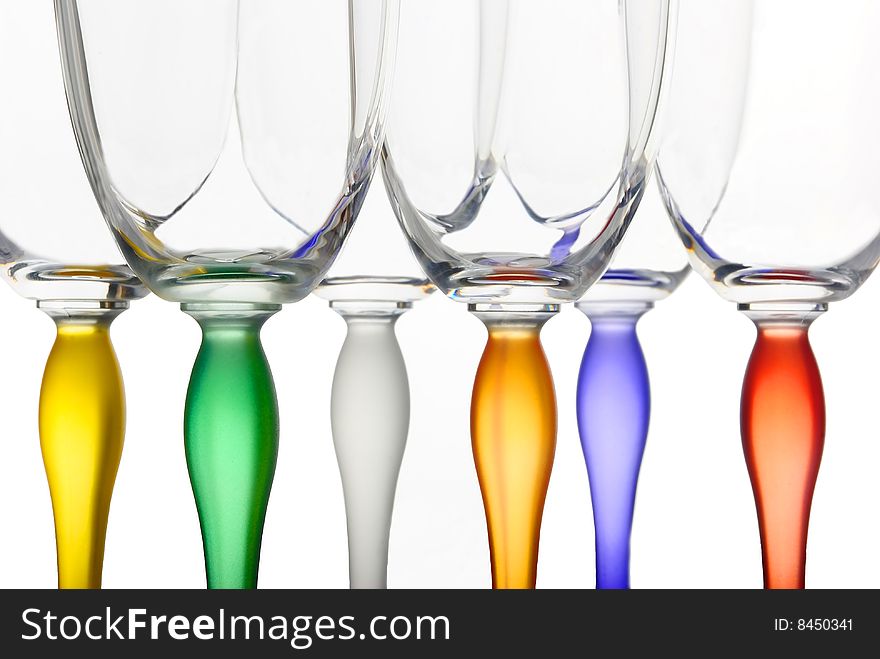 Isolated row of colour glasses 5. Isolated row of colour glasses 5
