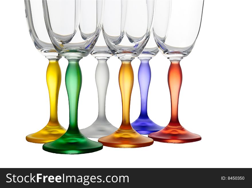 Isolated row of colour glasses 7. Isolated row of colour glasses 7