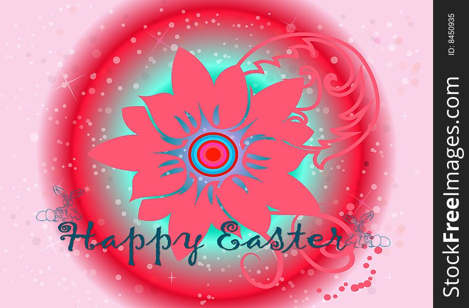 Easter illustration with a flower on colorful background. Easter illustration with a flower on colorful background
