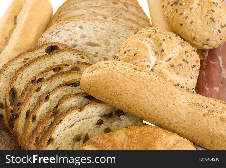 Variety of bread for breakfast,  background