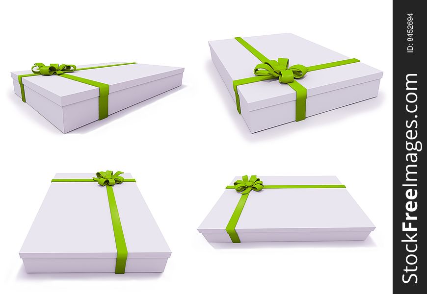 Four present boxes isolated on white background. Four present boxes isolated on white background