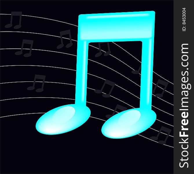 Dark background with the volume note. A vector. Without mesh.