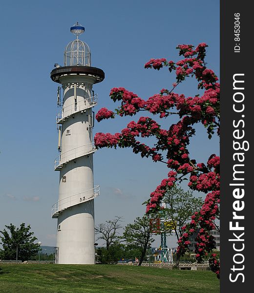 Vienna (Austria), lighthouse in city park. Vienna (Austria), lighthouse in city park