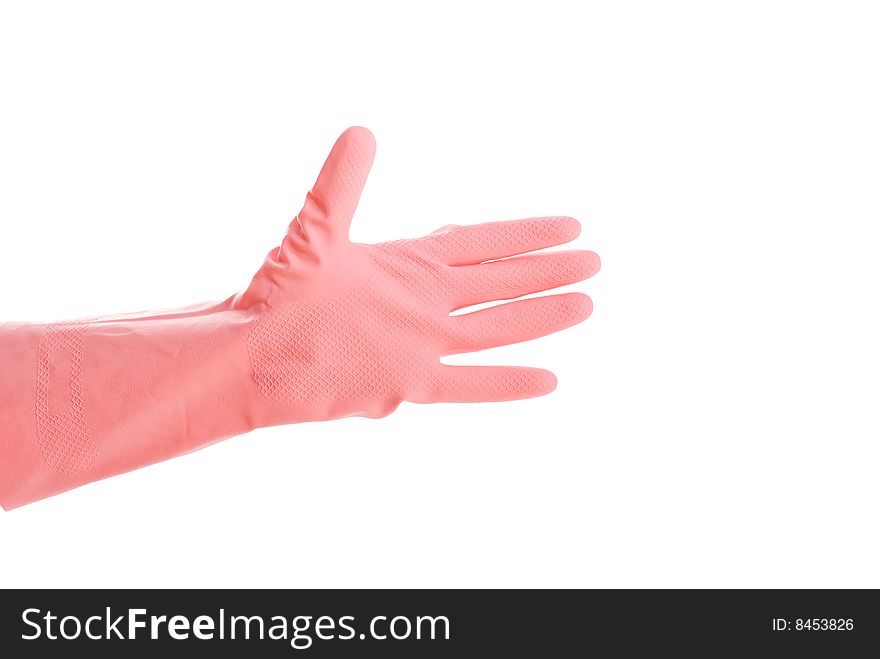 a pink glove isolated on white background