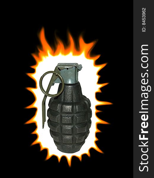 Graphical image of a hand grenade exploding. Graphical image of a hand grenade exploding