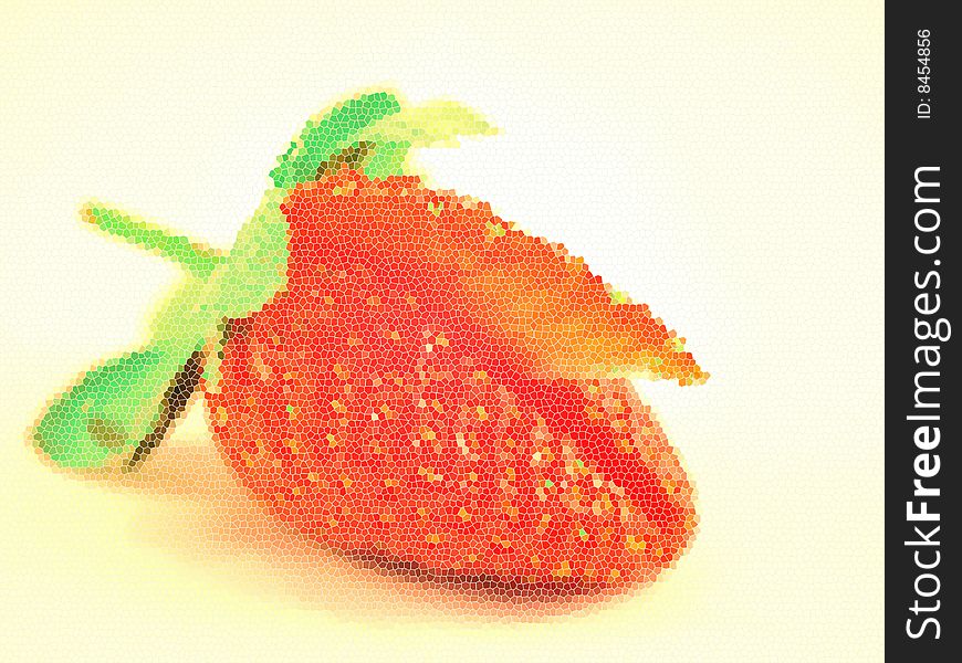 Fresh strawberry in a mosaic style. Fresh strawberry in a mosaic style