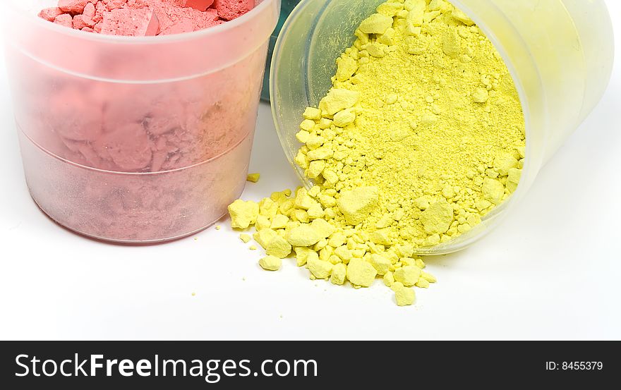 Magenta and yellow crushed chalk