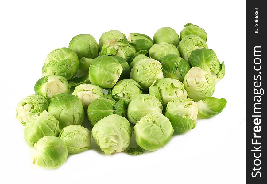 Group of brussels sprouts on white isolated background. Group of brussels sprouts on white isolated background.