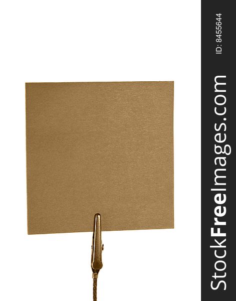 Brown blank notepaper isolated on white background