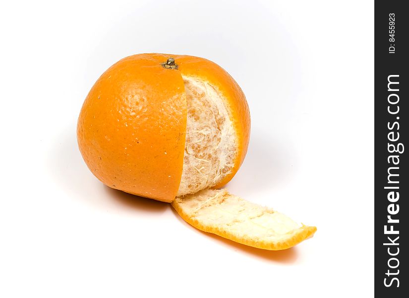 Orange with one slice peel