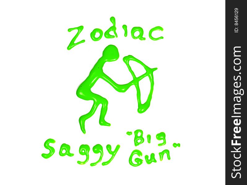 Zodiac sign sagittarius drawing green glass deco paint