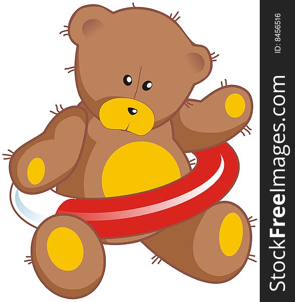 Vector illustration of a teddy bear with life buoy