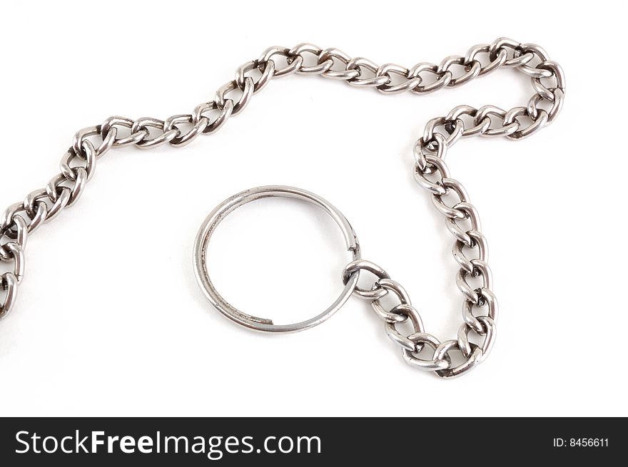 The metallic chains on a white background