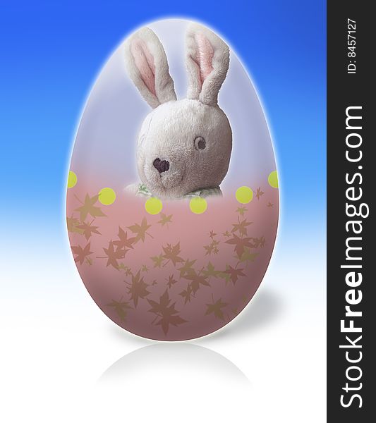 Colorful decorated Easter egg with a cute Bunny. Colorful decorated Easter egg with a cute Bunny