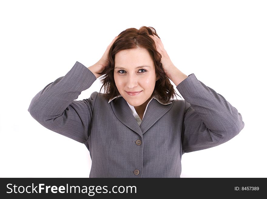 Business woman on a white background