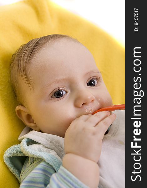 Eating baby on a white background