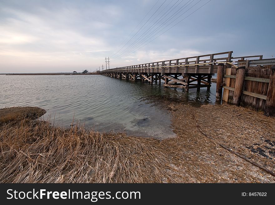 Wooden bridge on Great Bay Blvd, South Jersey