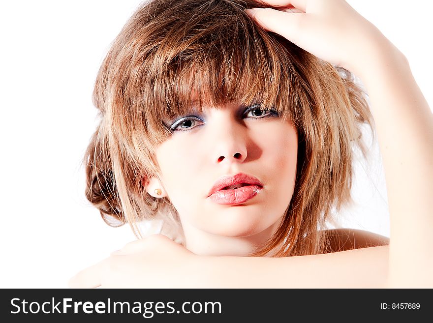 Portrait Of A Young Cute Girl Looking Sleepy