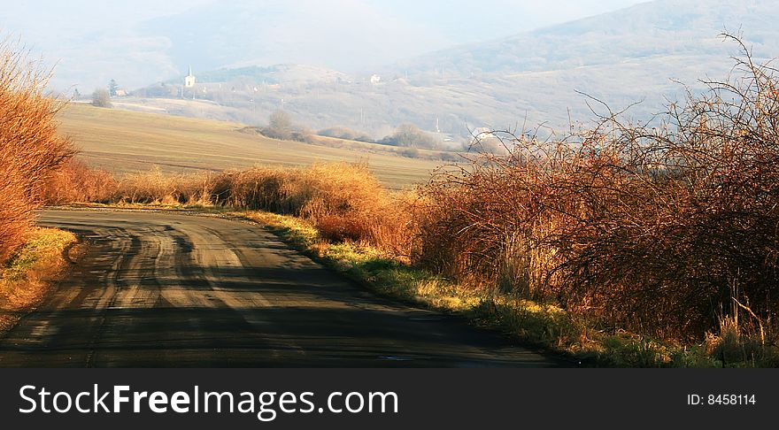 Peaceful provincial landscape in sunset. Peaceful provincial landscape in sunset