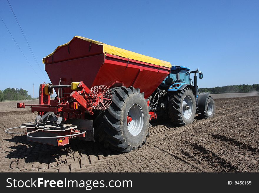 Combine in the field during sowing.