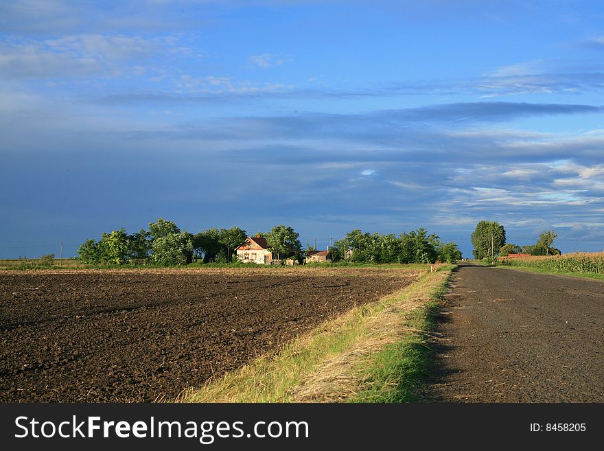 Provincial landscape with an old small village