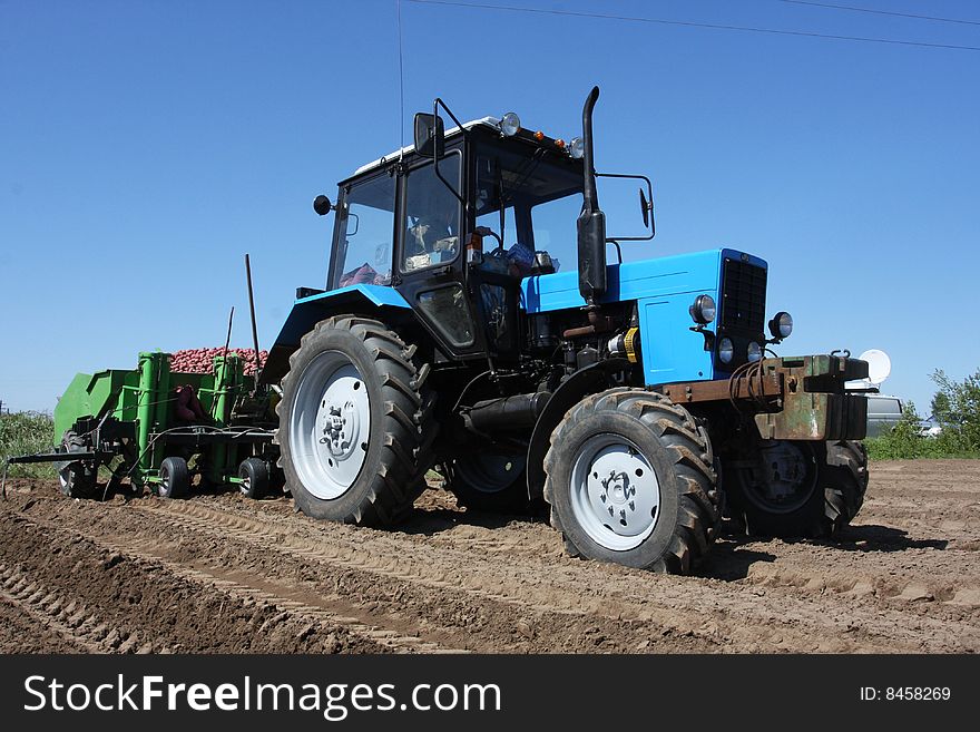 Combine in the field during sowing.