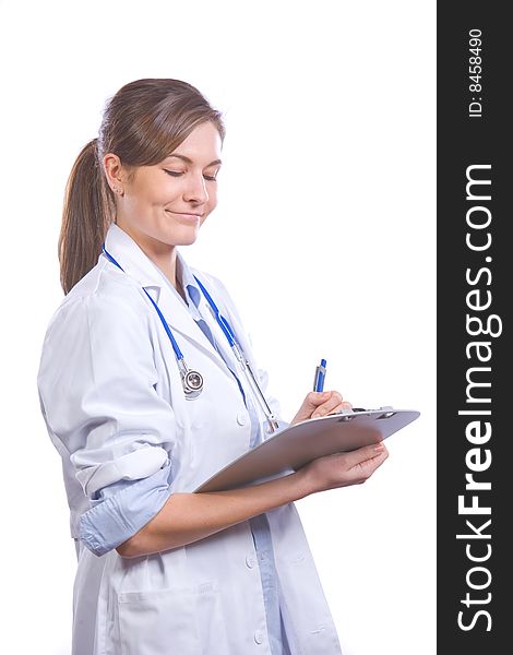 Woman Doctor Holding Chart