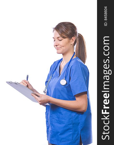 Woman Doctor Holding Chart