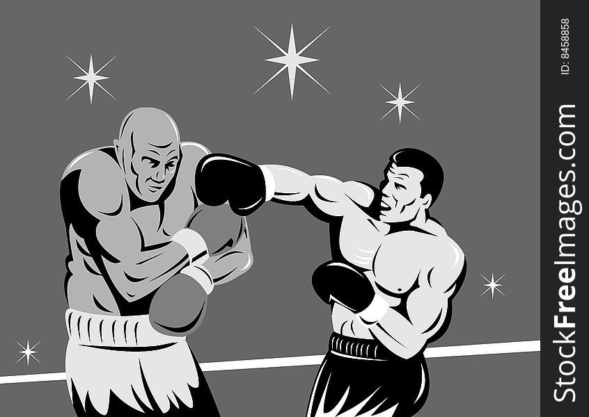 Vector illustration on the combative sport of boxing retro style. Vector illustration on the combative sport of boxing retro style